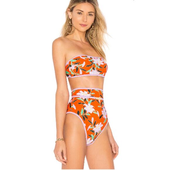DIANE VON FURSTENBERG Cheeky High-Waist Floral-Print Swim Bikini Bottoms Small - Picture 1 of 12